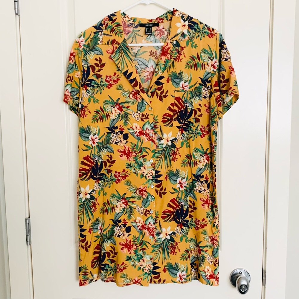 Floral shirt dress